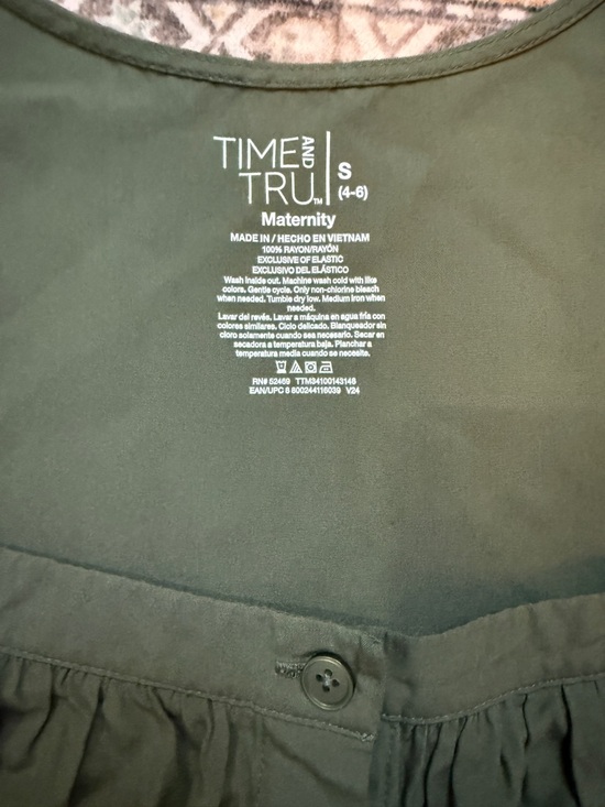 BUNDLE! Time and Tru Boho Peasant Square Neck Maternity Blouse -Olive & Black-S - Picture 5 of 5